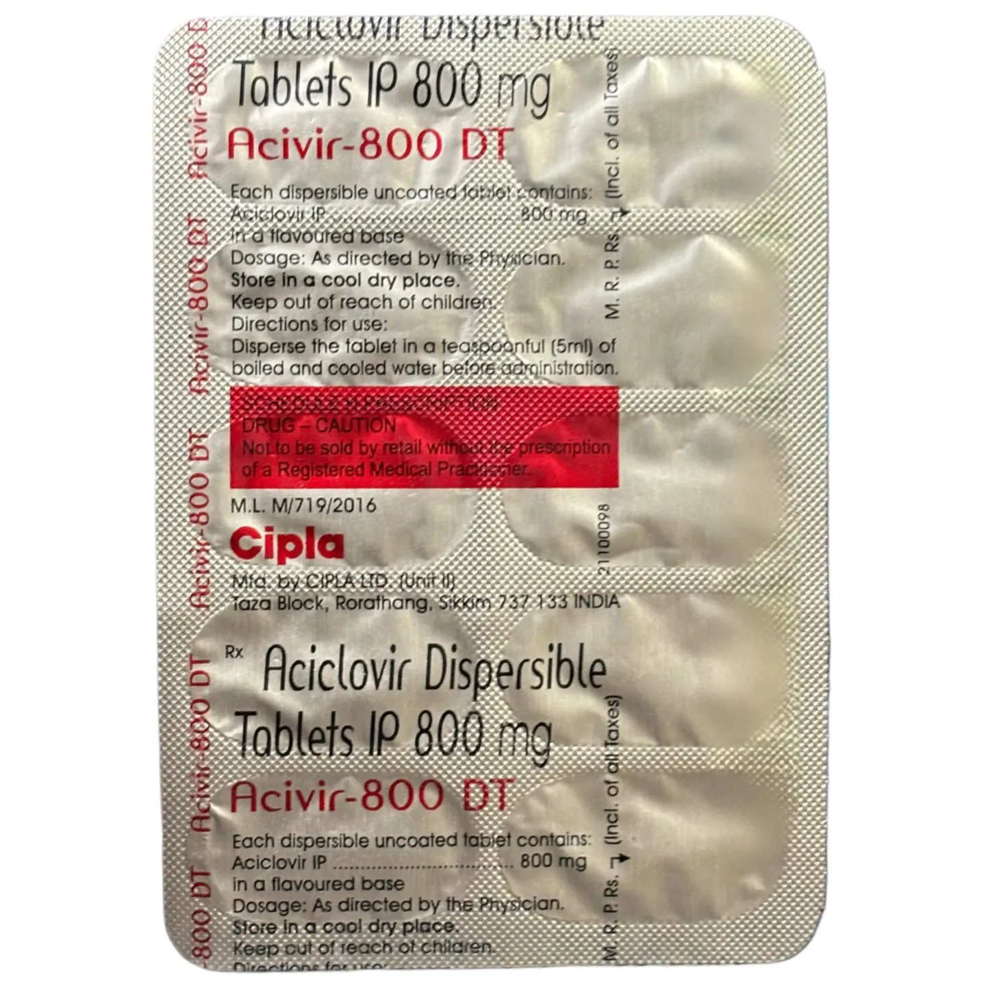 Acivir 800 Dt Tablet product image