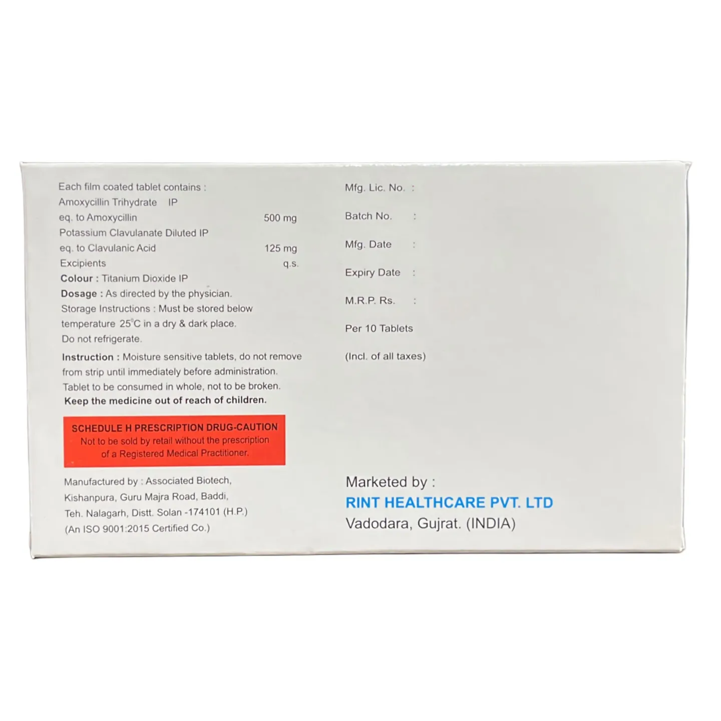 Amoxyrint Cv 625 Tablet product image