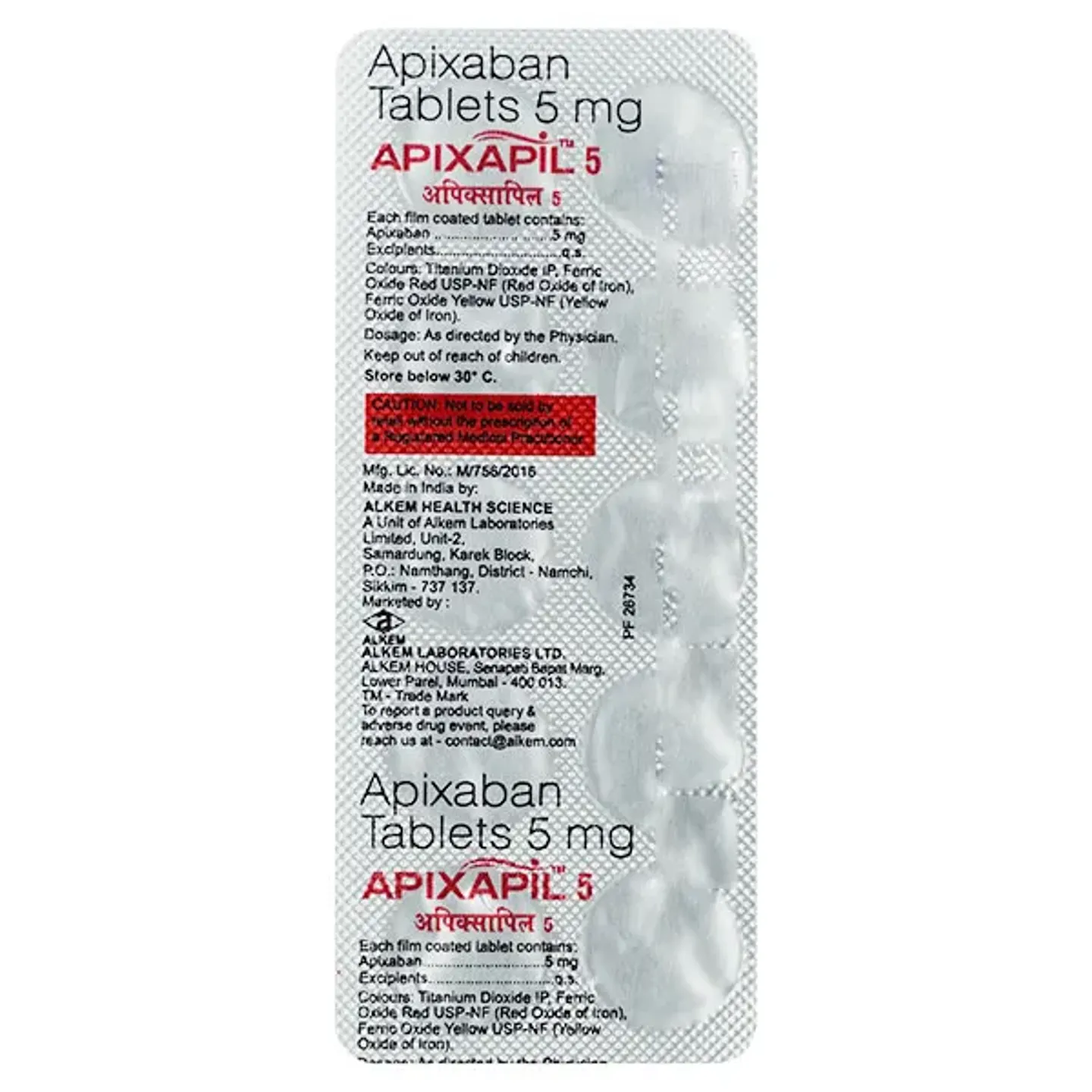 Apixapil 5 Tablet product image