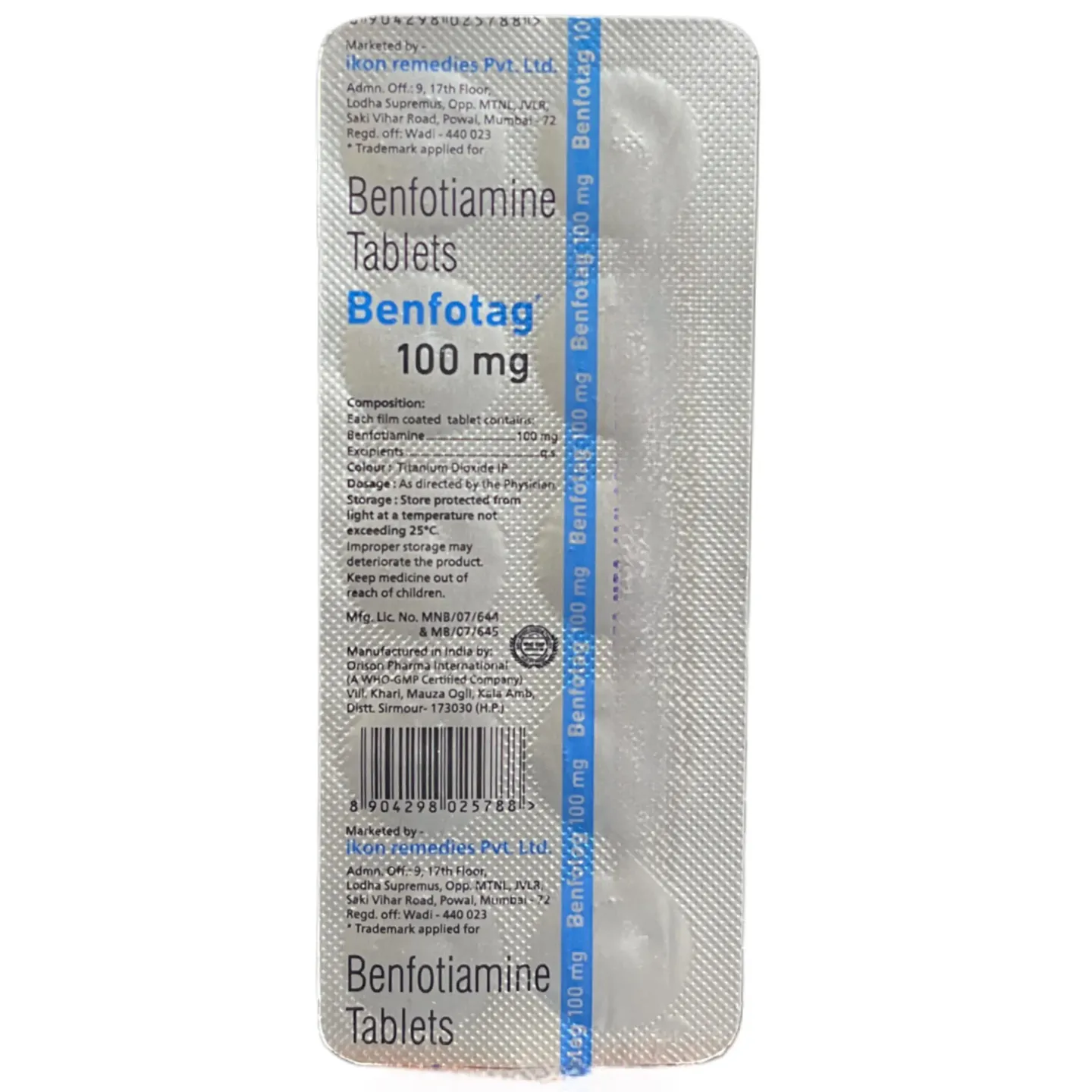 Benfotag 100 Mg Tablet product image