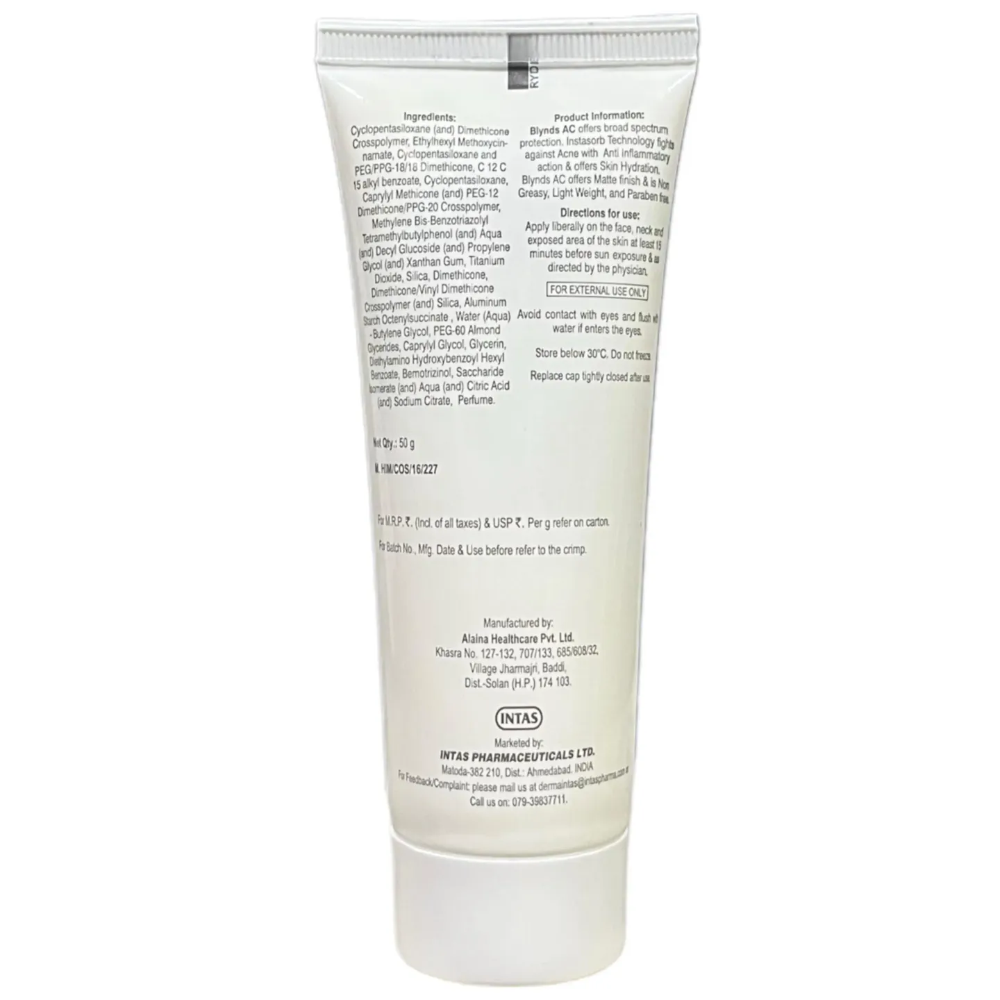 Blynds Ac Sunscreen Gel 50gm product image