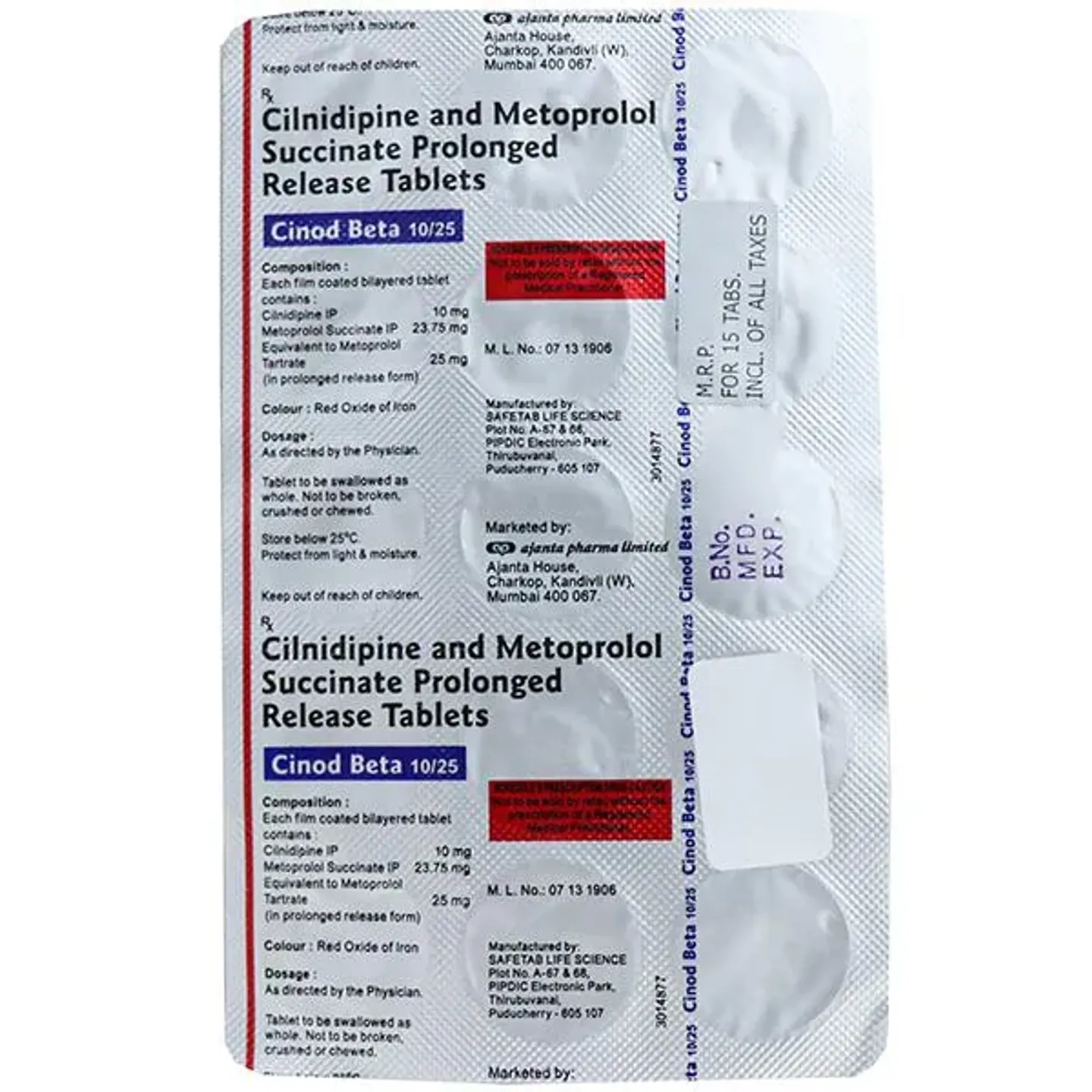 Cinod Beta 10/25 Tablet product image