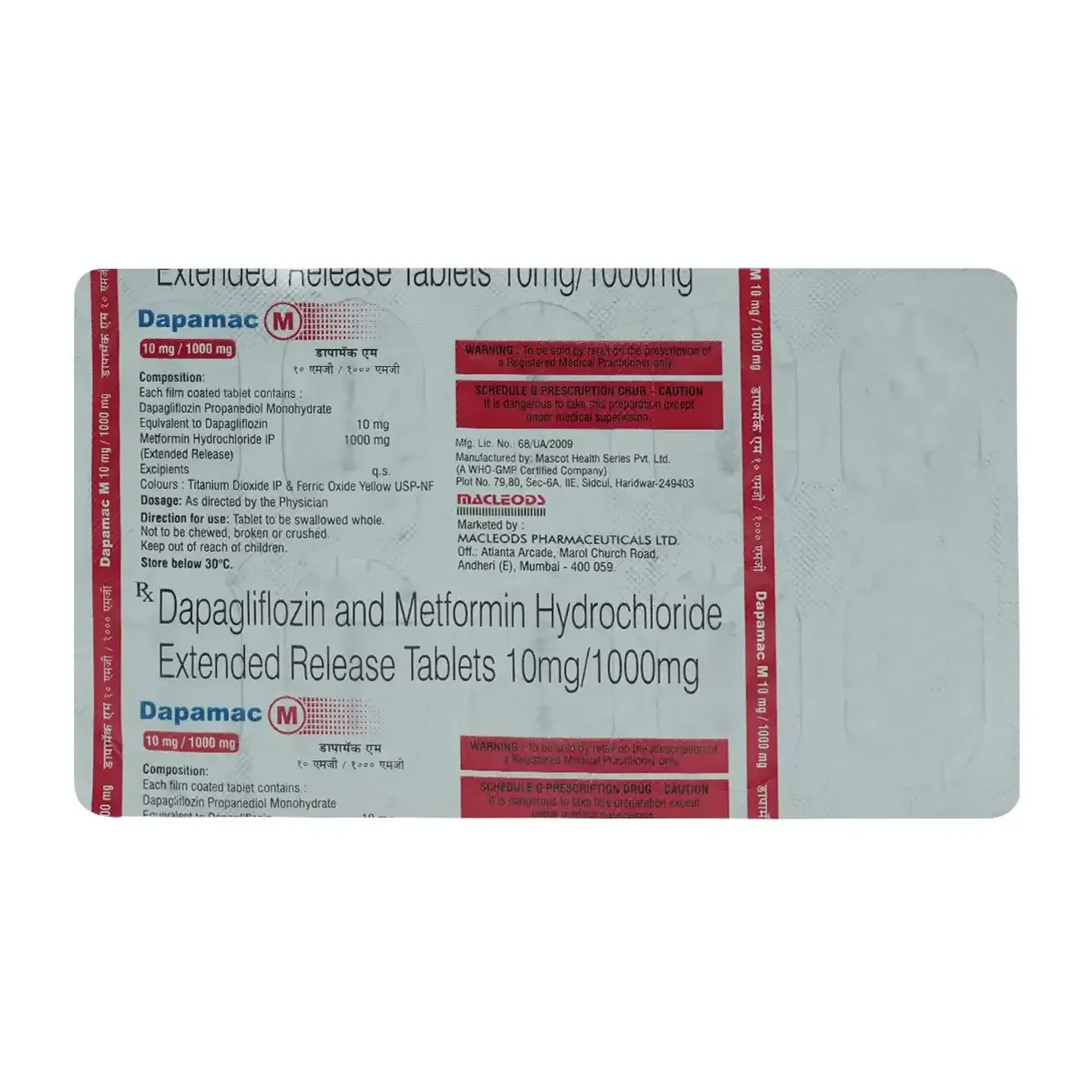 Dapamac M 10/1000 Tablet product image