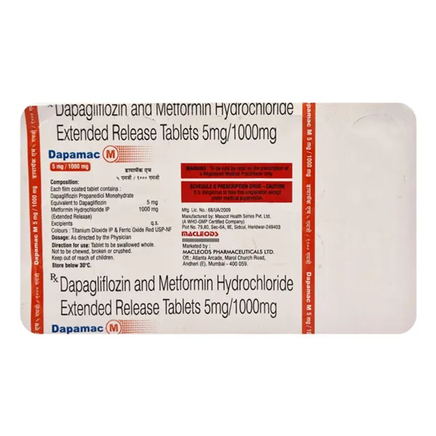 Dapamac M 5/1000 Tablet product image