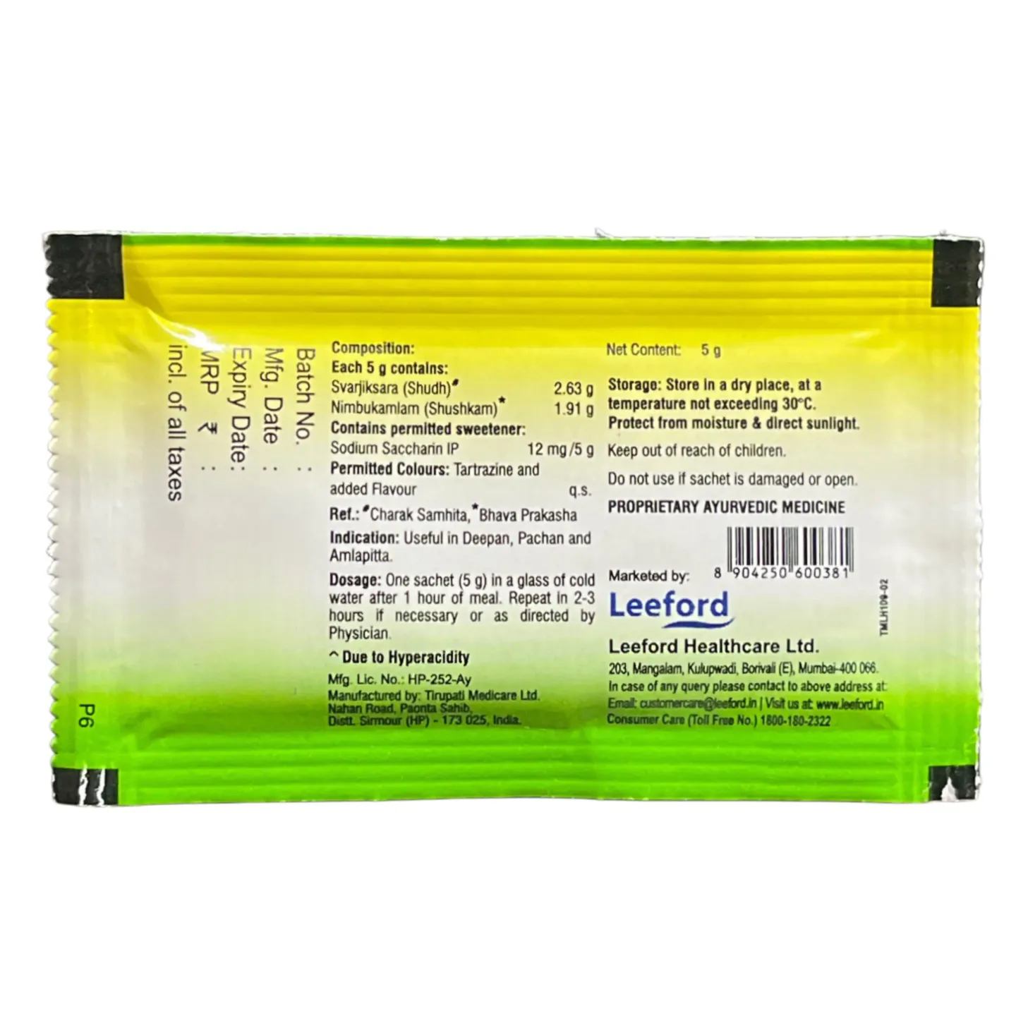 Dynacid Sachet (lemon) 5gm product image