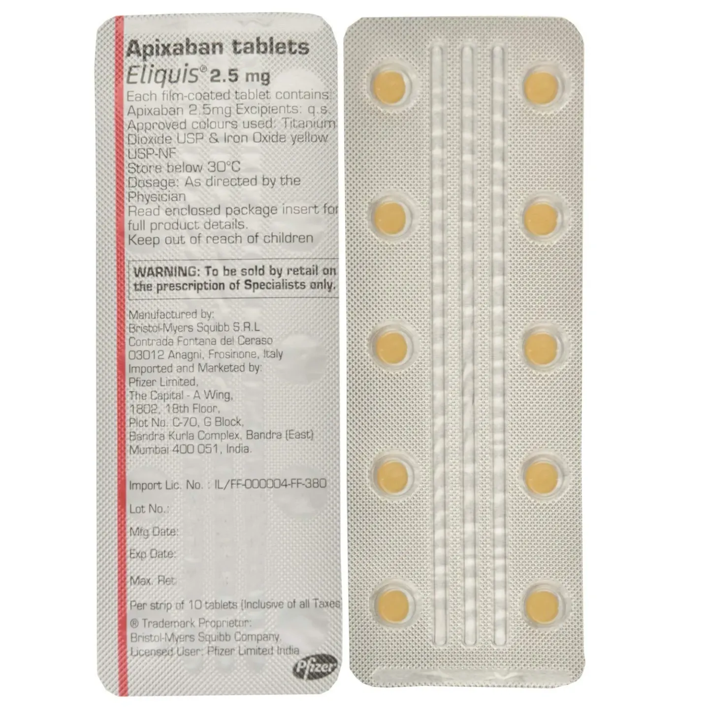 Eliquis 2.5 Tablet product image