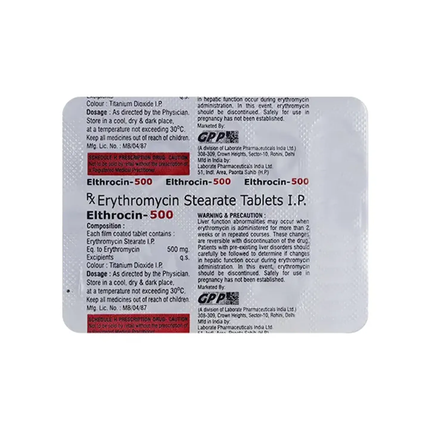 Elthrocin 500 Tablet product image