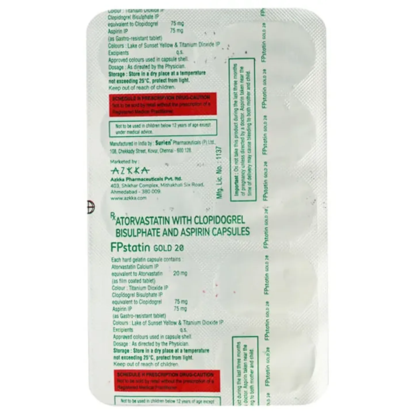 Fpstatin Gold 20 Capsule product image