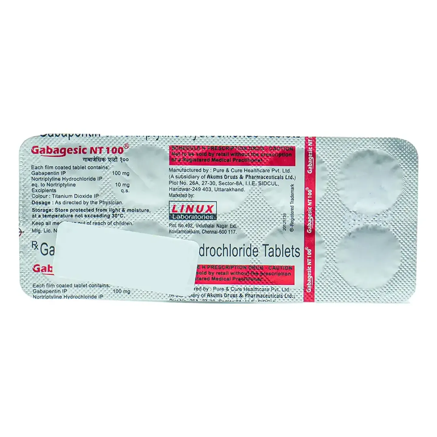 Gabagesic Nt 100 Tablet product image