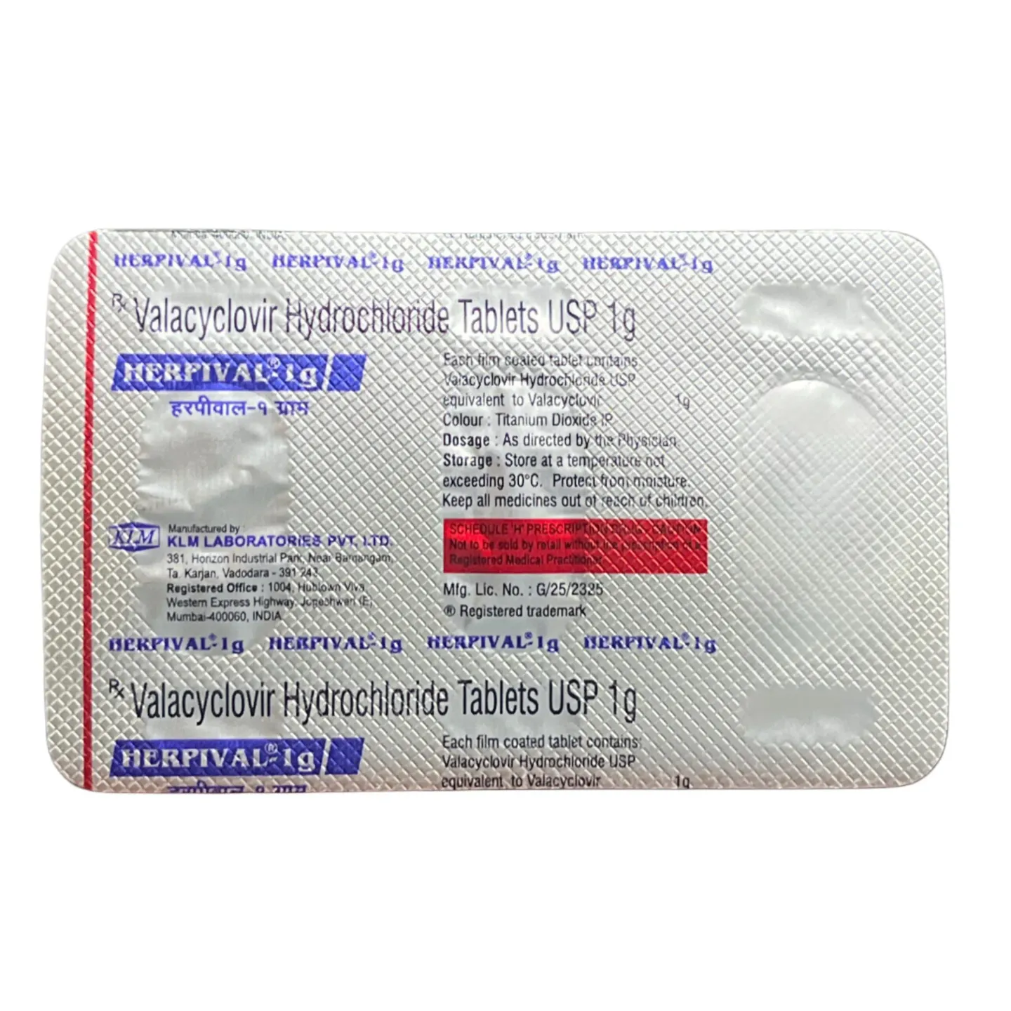 Herpival 1g Tablet product image