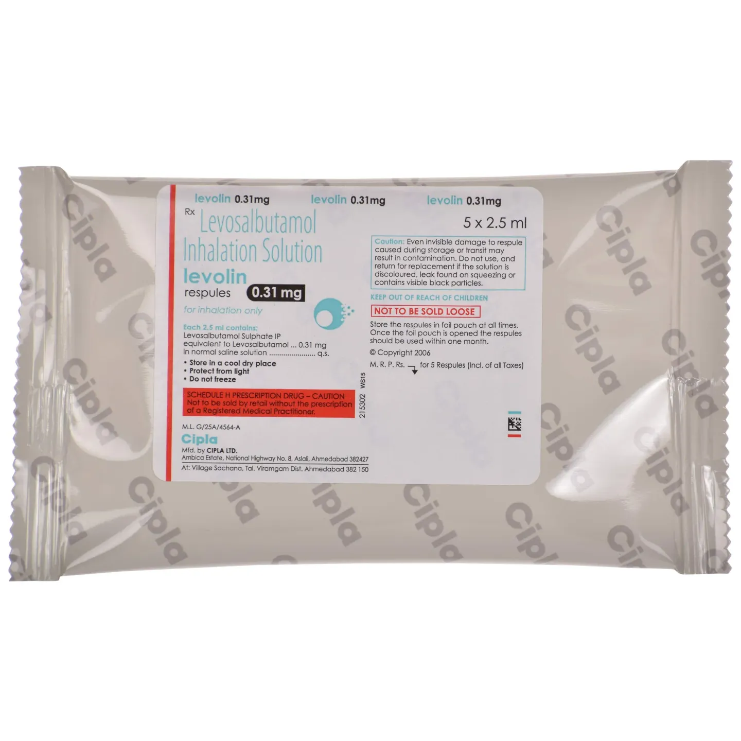 Levolin 0.31mg Respules product image