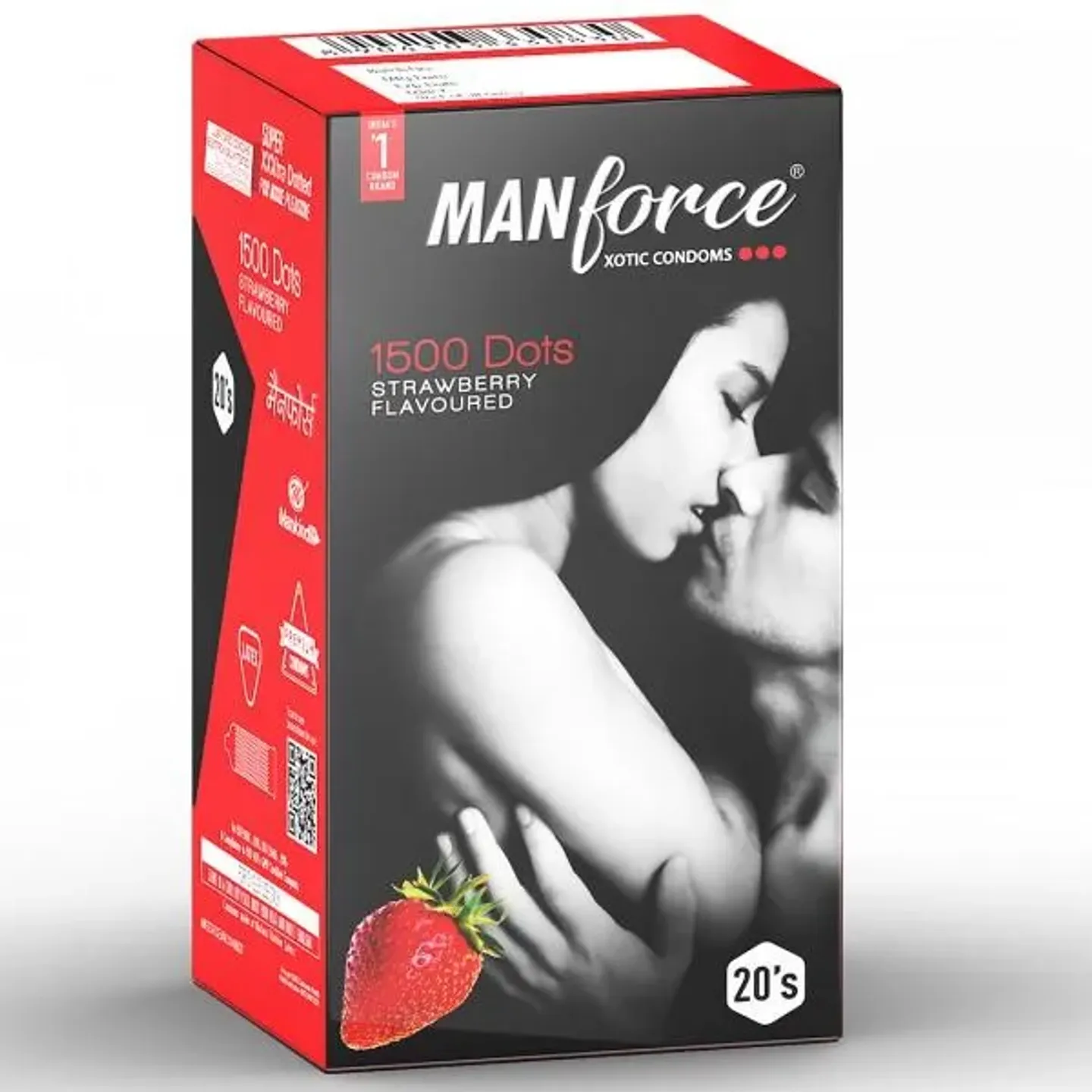 Manforce 1500 Dots Strawberry Flavoured Xotic Premium Condoms Pack Of 20 product image
