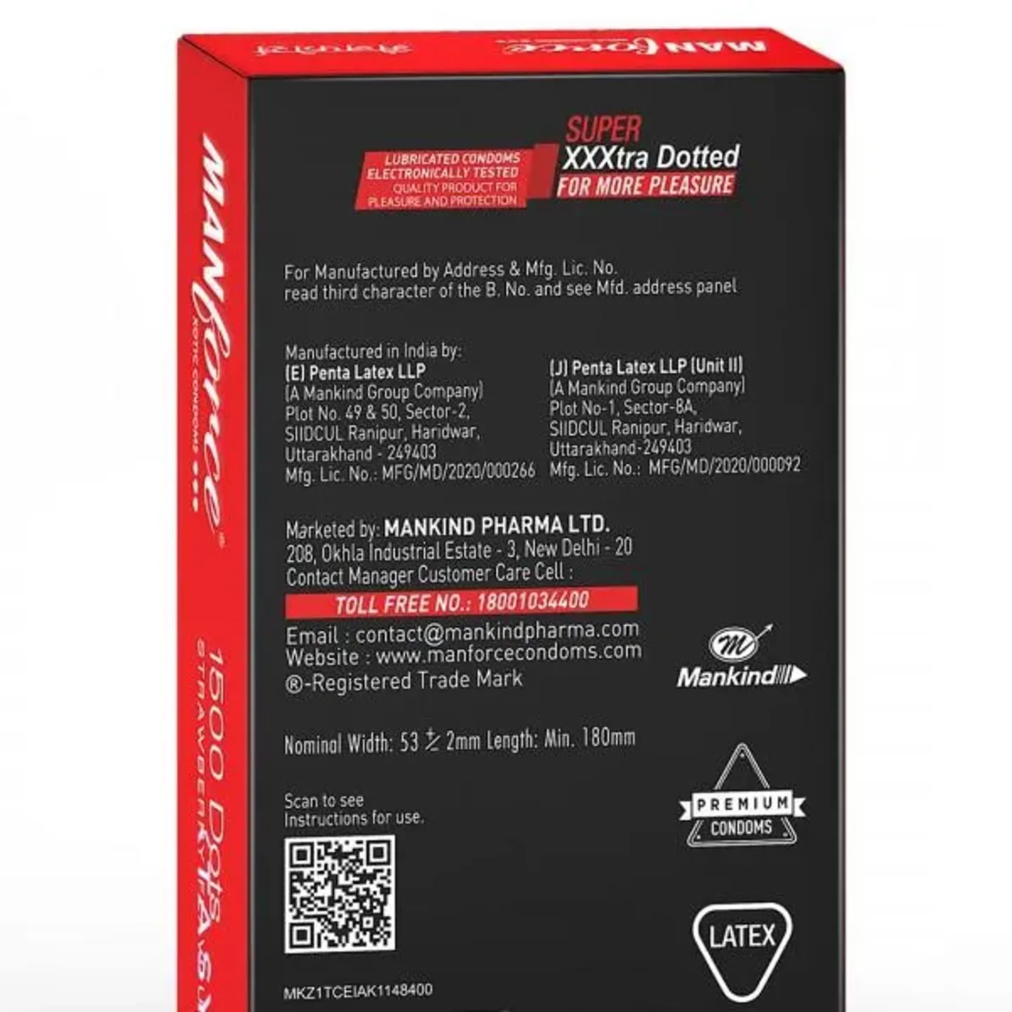 Manforce 1500 Dots Strawberry Flavoured Xotic Premium Condoms Pack Of 20 product image