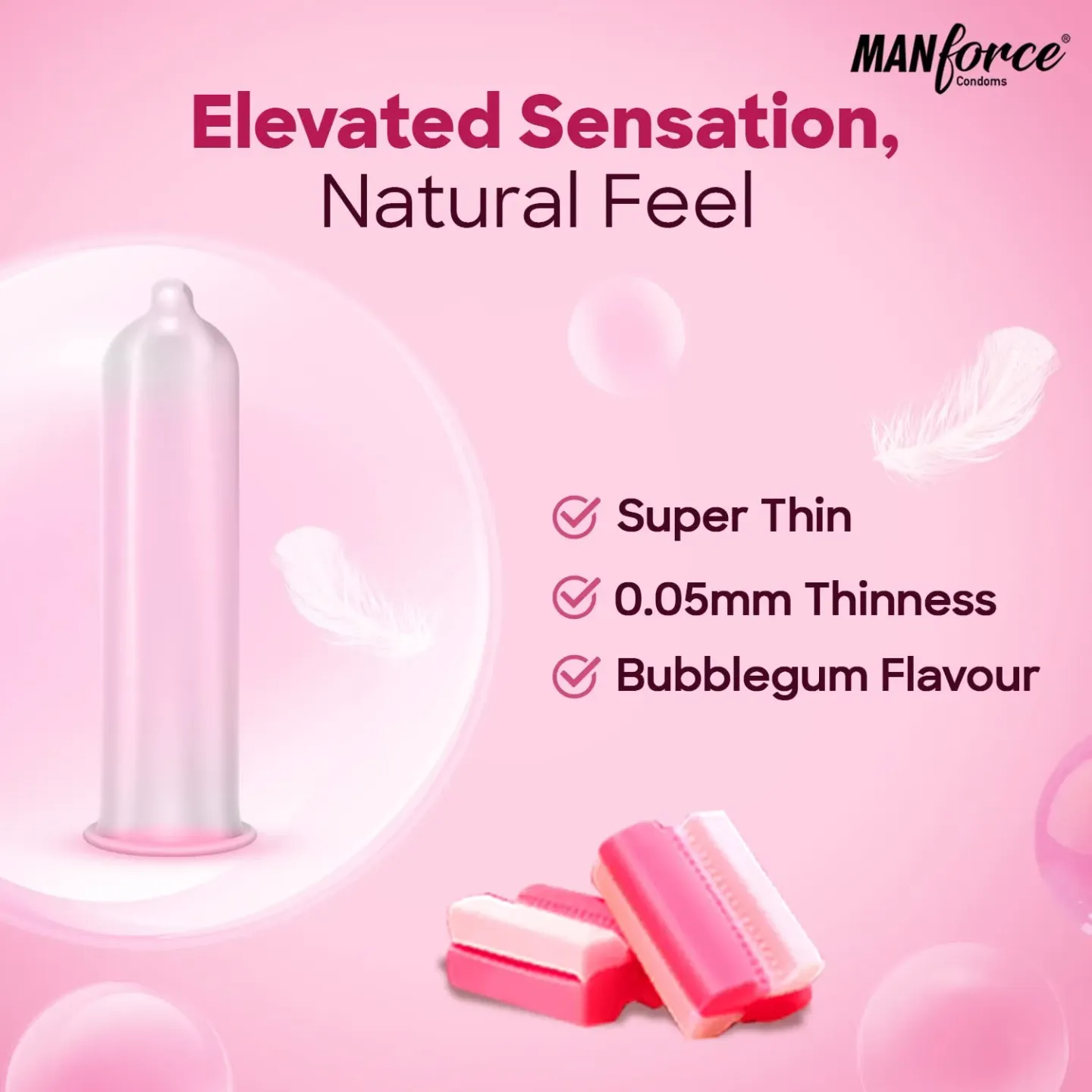 Manforce Ultra Feel Bubble Gum Flavoured Condom... product image