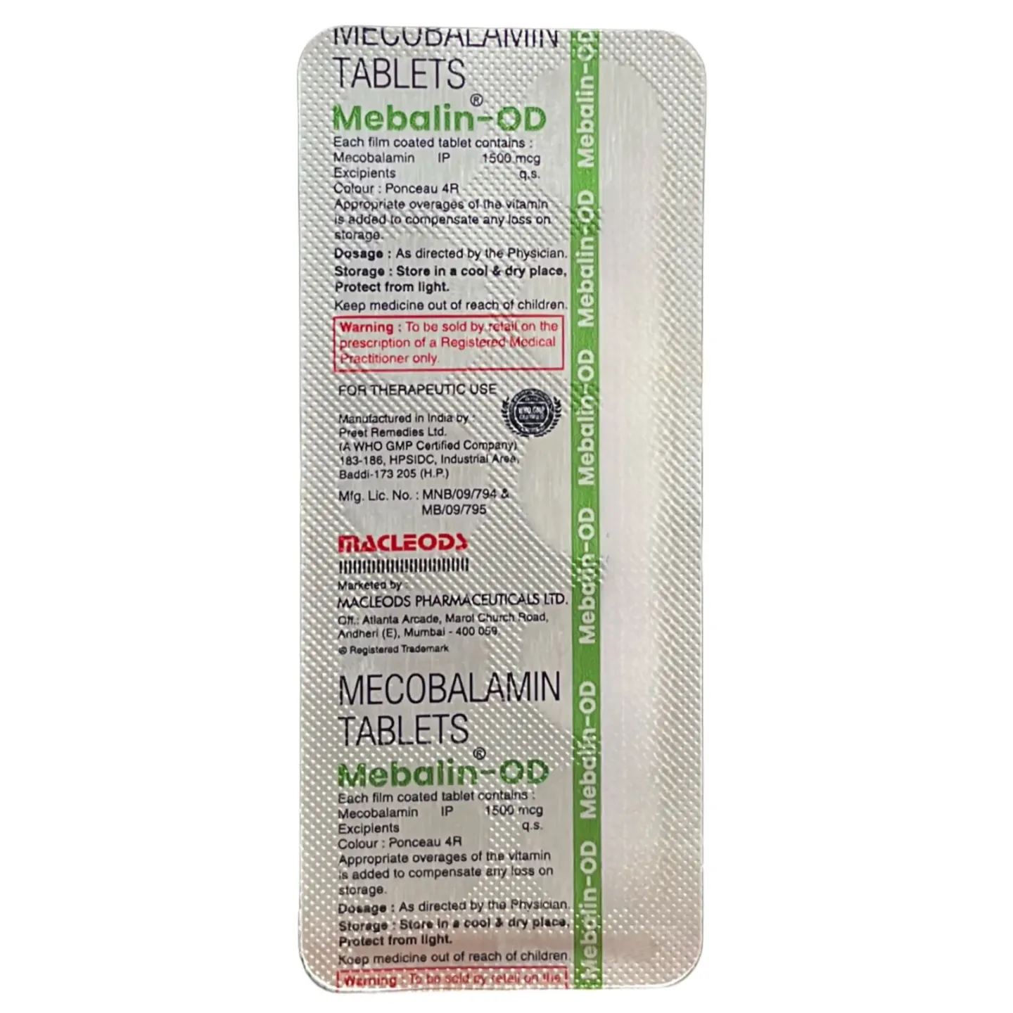 Mebalin Od Tablet product image