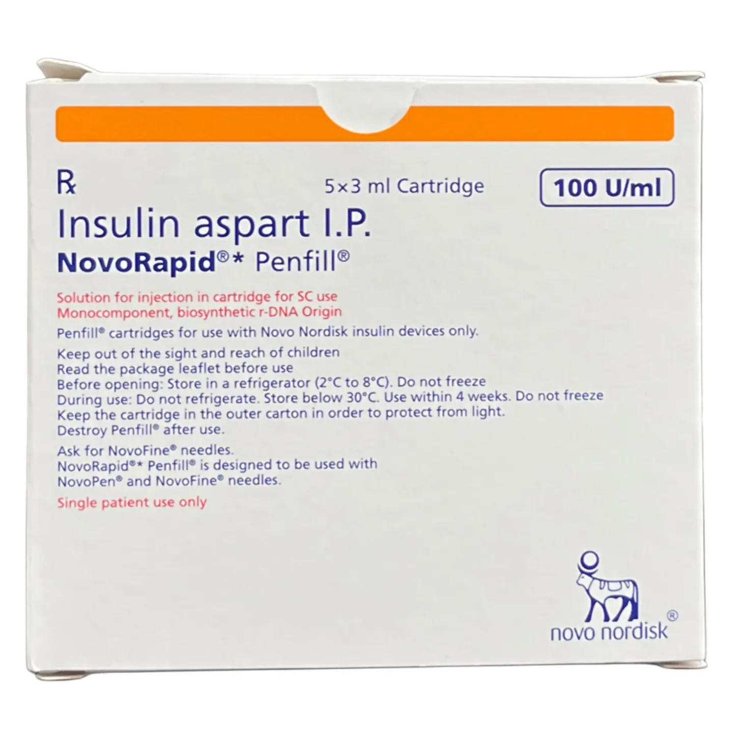 Novorapid Penfills 5 X 3ml Cartridge product image