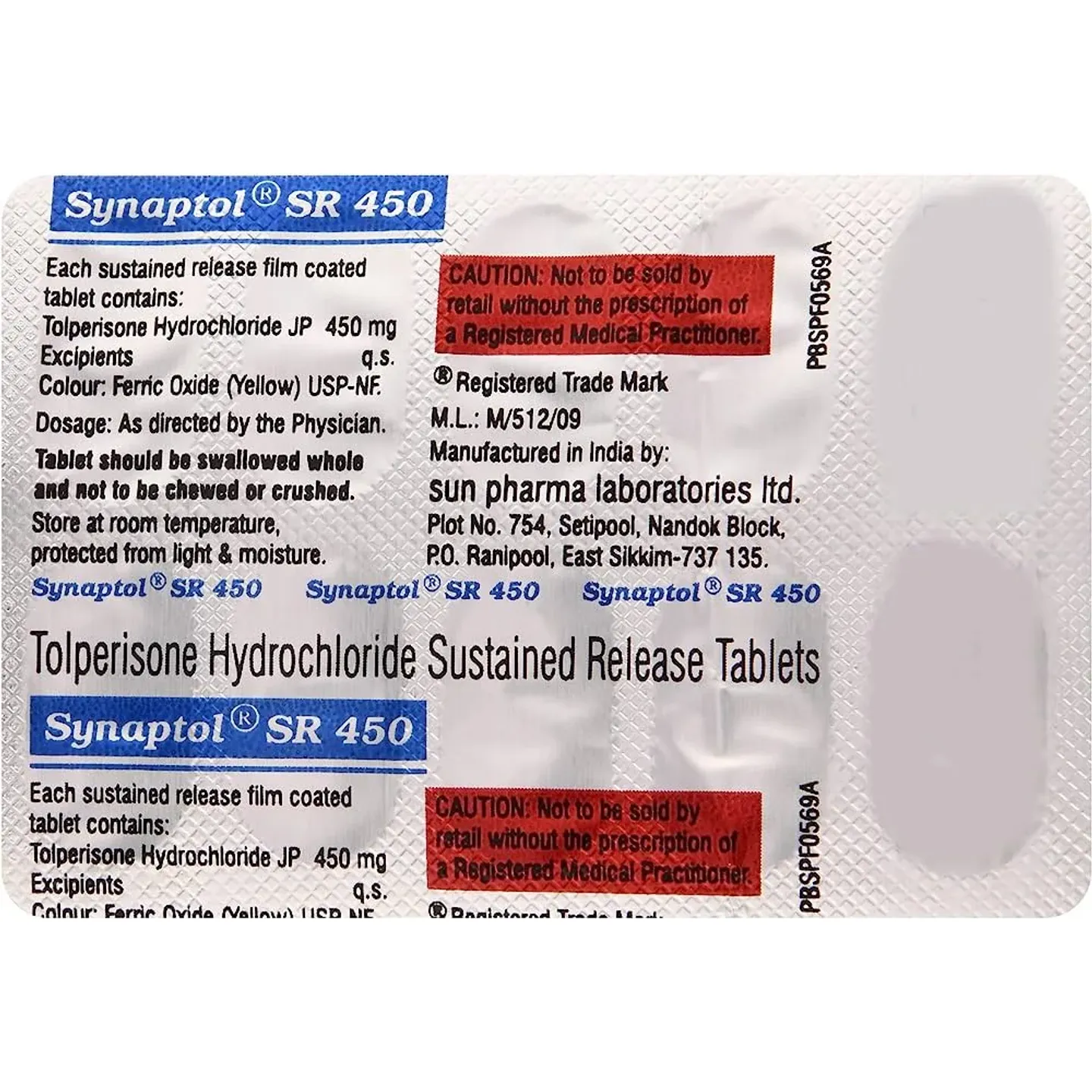 Synaptol Sr 450 Tablet product image
