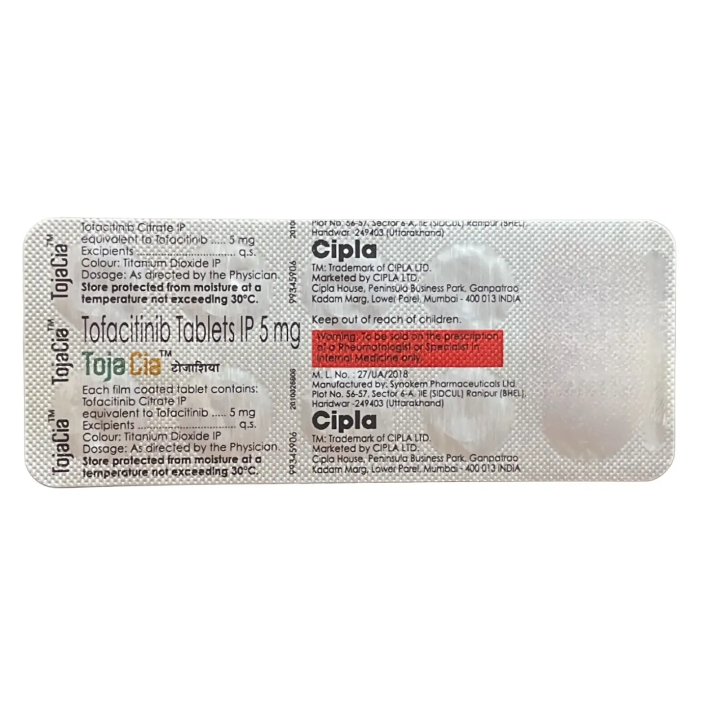 Tojacia 5mg Tablet product image