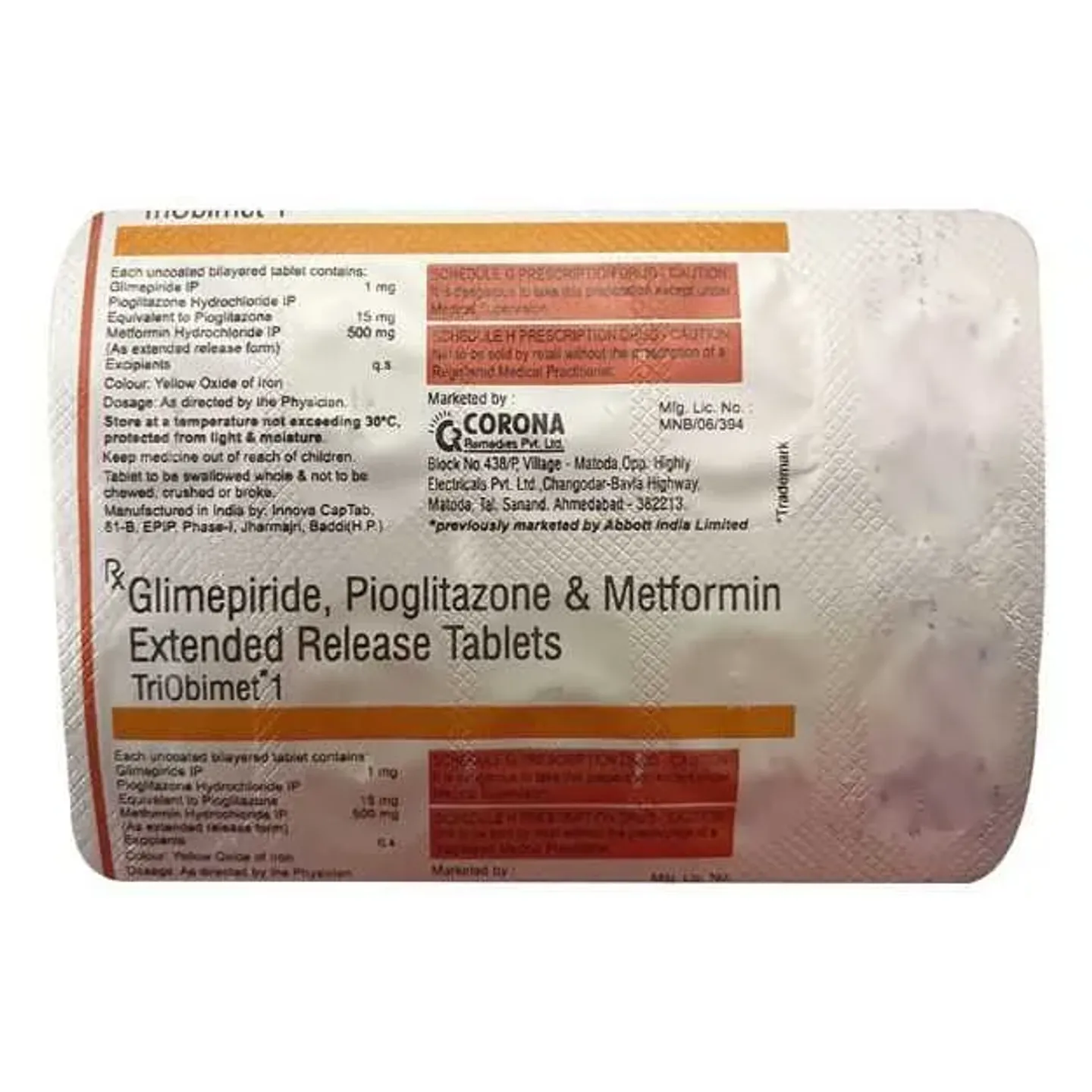 Triobimet 1 Tablet product image