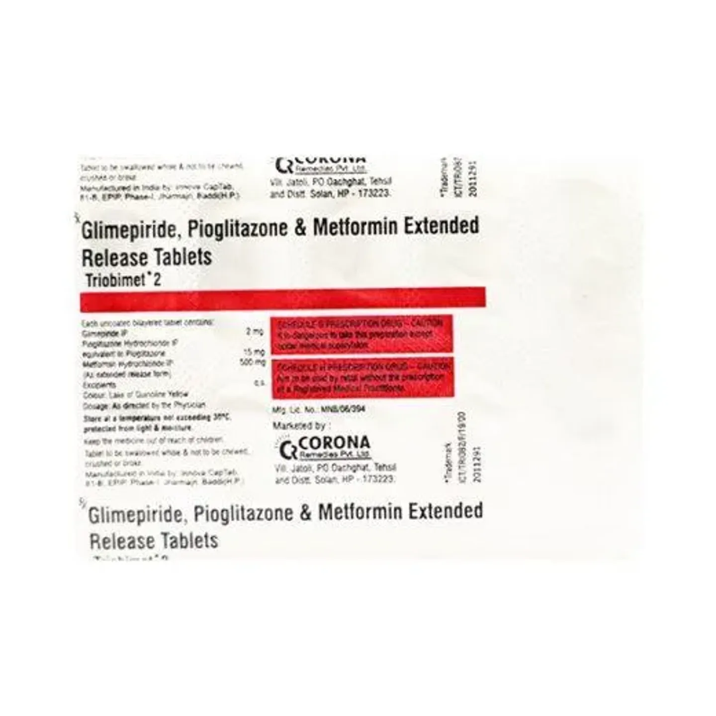 Triobimet 2 Tablet product image