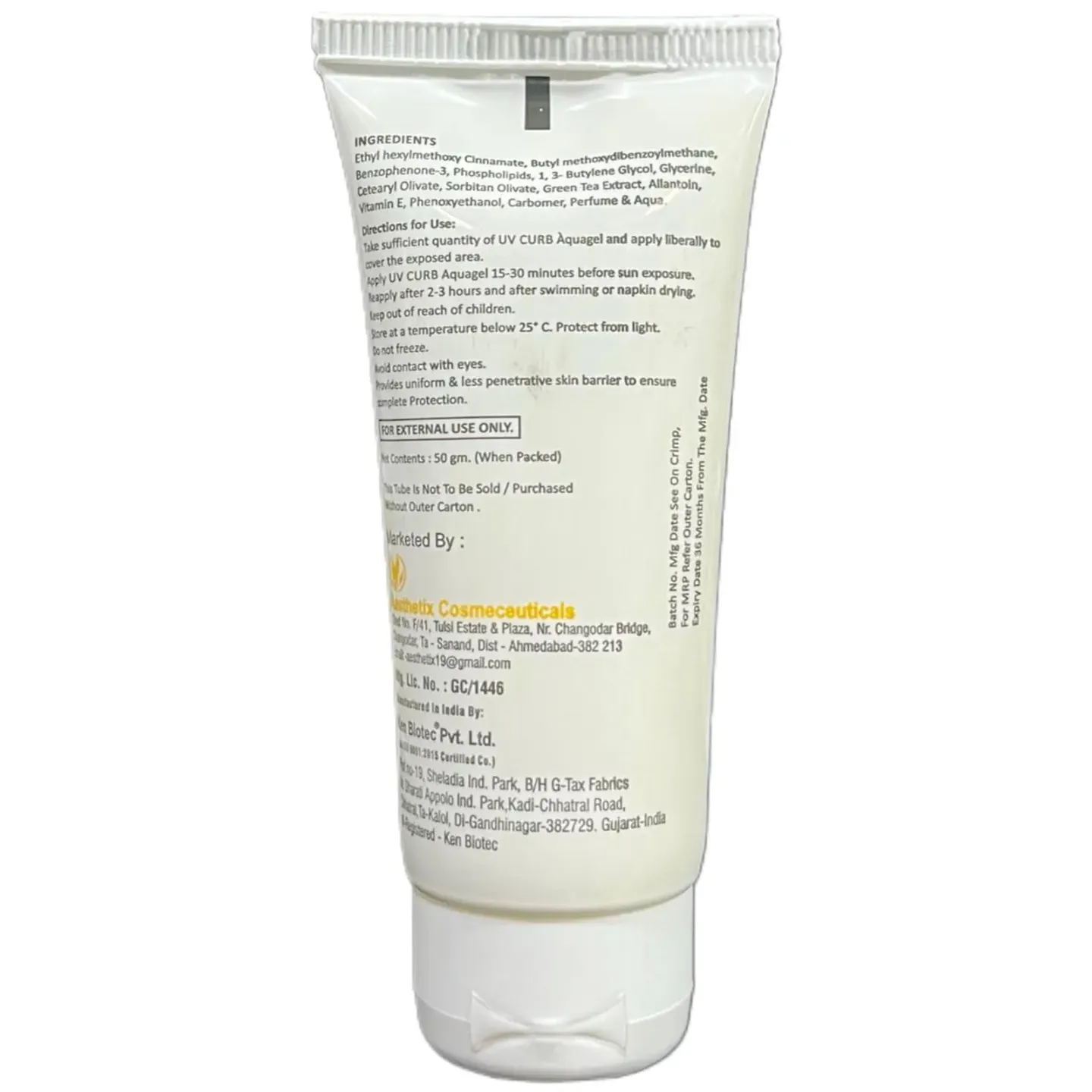 Uv Curb Spf 50 Aquagel 50gm product image