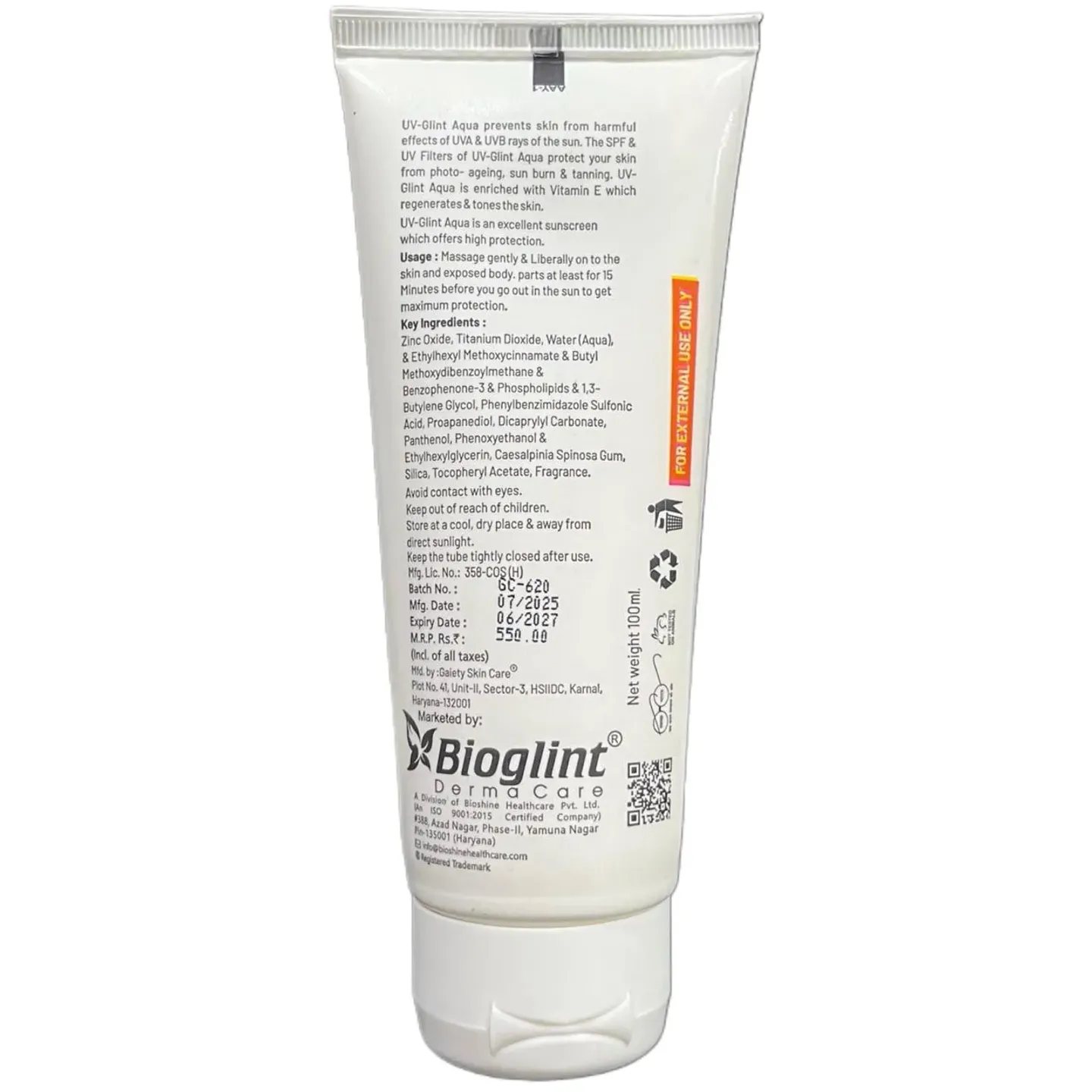 Uv Glint Aqua Sunscreen Gel product image