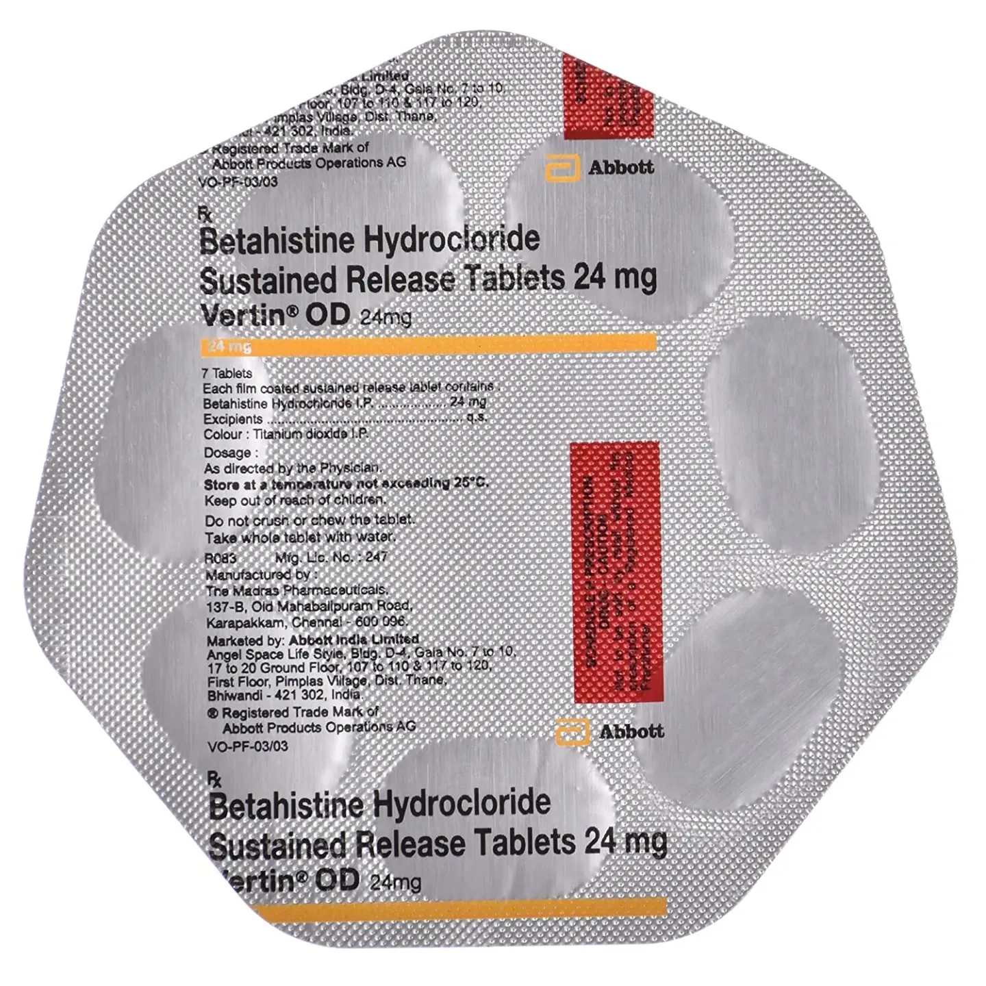 Vertin Od 24 Tablet product image