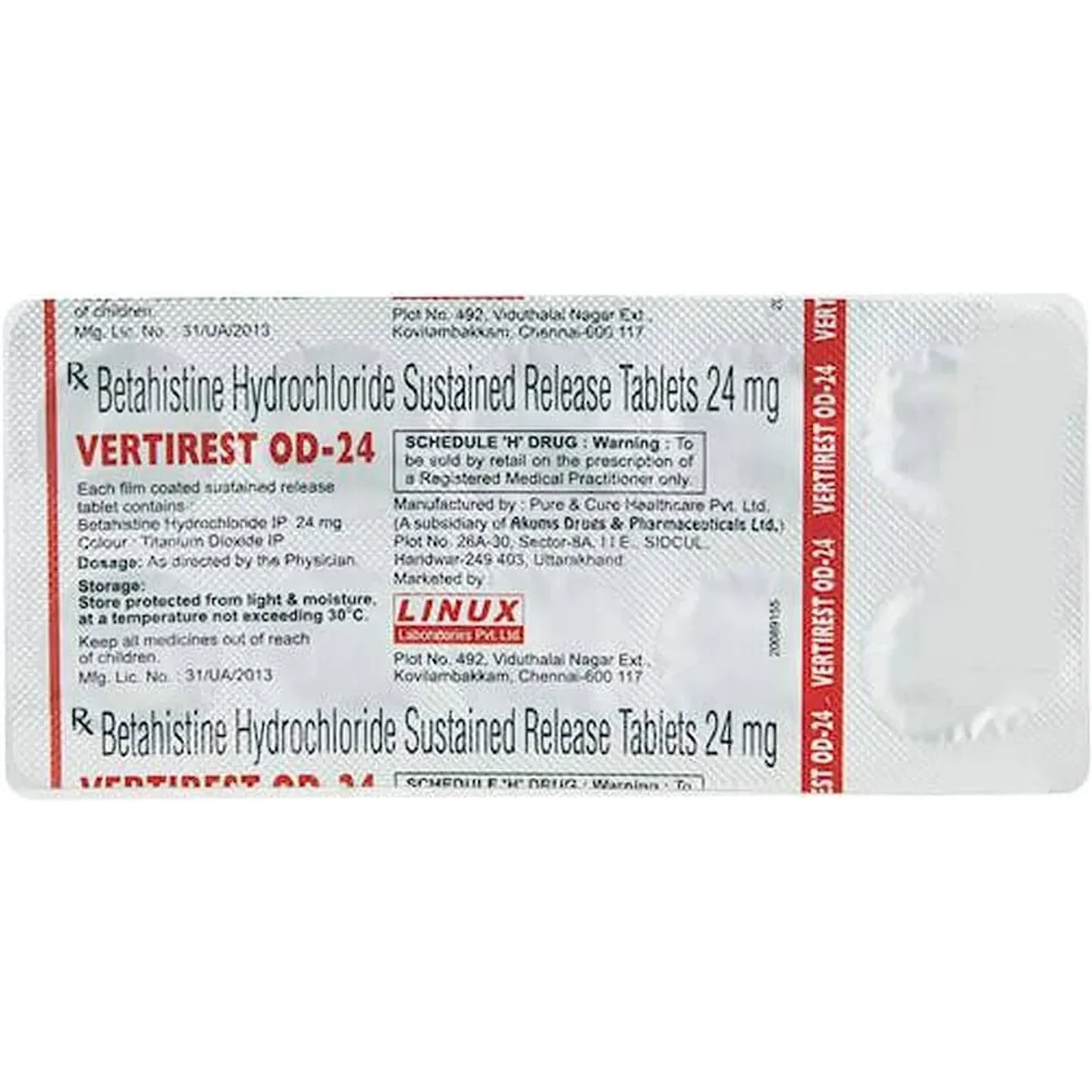 Vertirest Od 24 Tablet product image