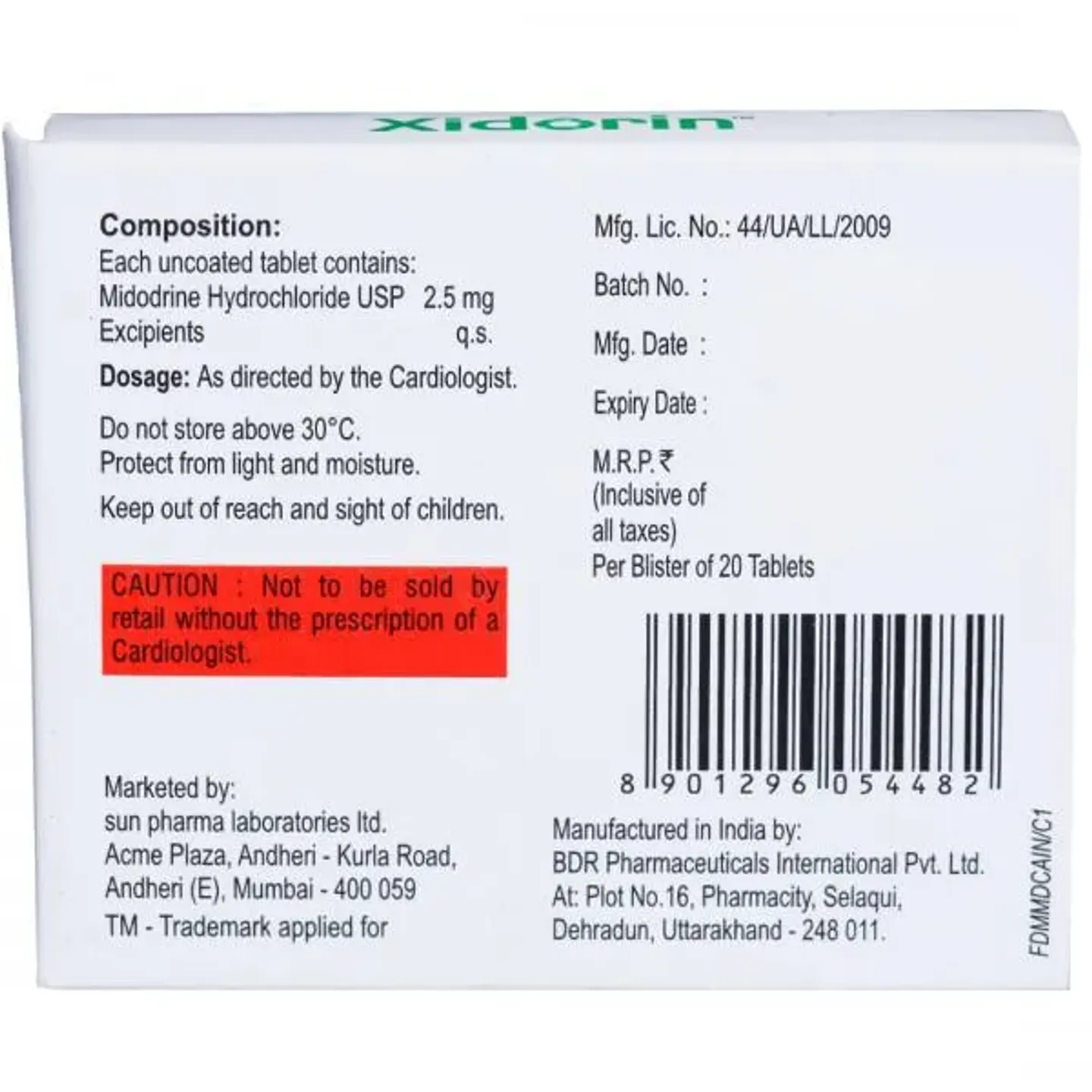 Xidorin 2.5 Tablet product image