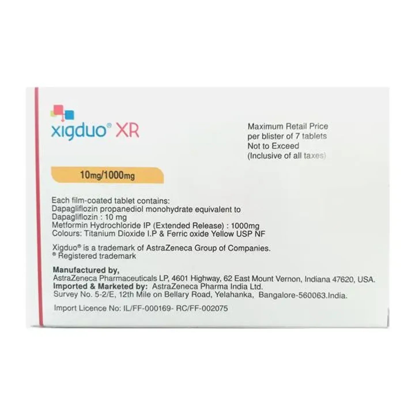 Xigduo Xr 10/1000mg Tablet product image