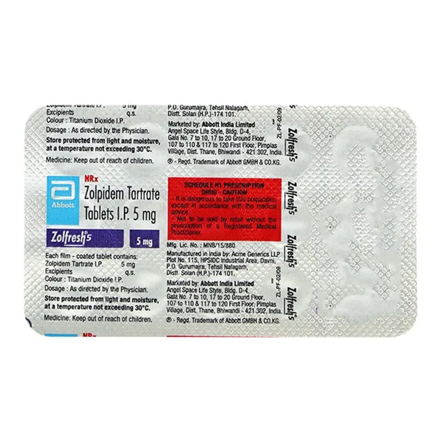 Zolfresh 5 Tablet product image