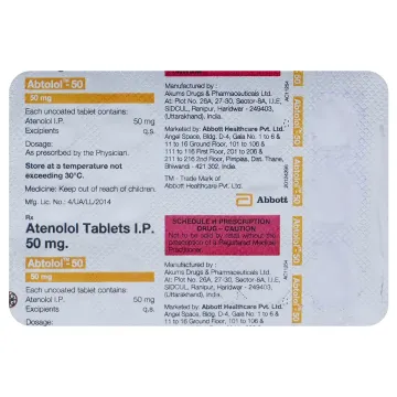 Abtolol 50mg Tablet product image