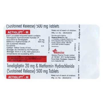 Actiglipt M 500mg/20mg Tablet product image