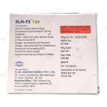 Klm Fx 180mg Tablet product image