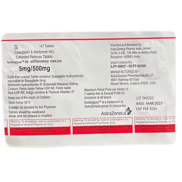 Kombiglyze Xr 5mg/500mg Tablet product image