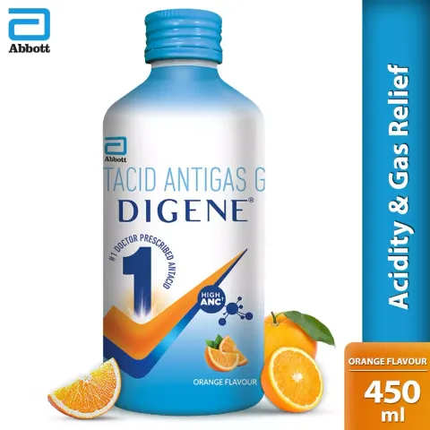 Digene Antacid Antigas Gel Orange Flavour 450ml product image