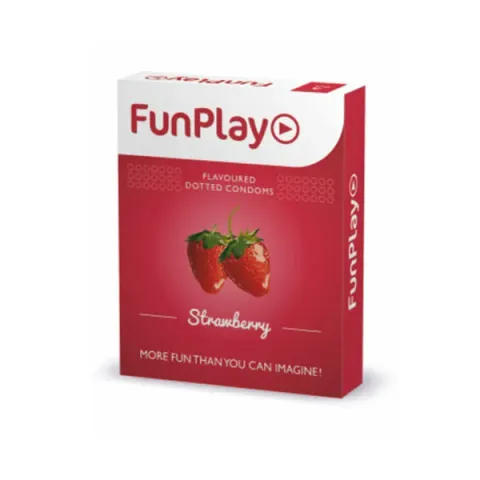 Funplay Strawberry Dotted Condom 3 Pcs product image