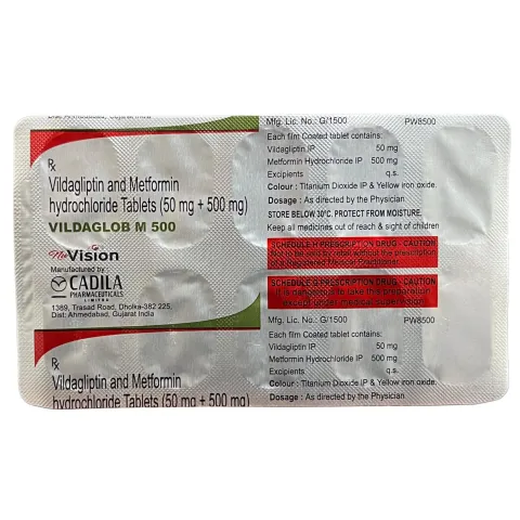 Vildaglob M 500 Tablet product image