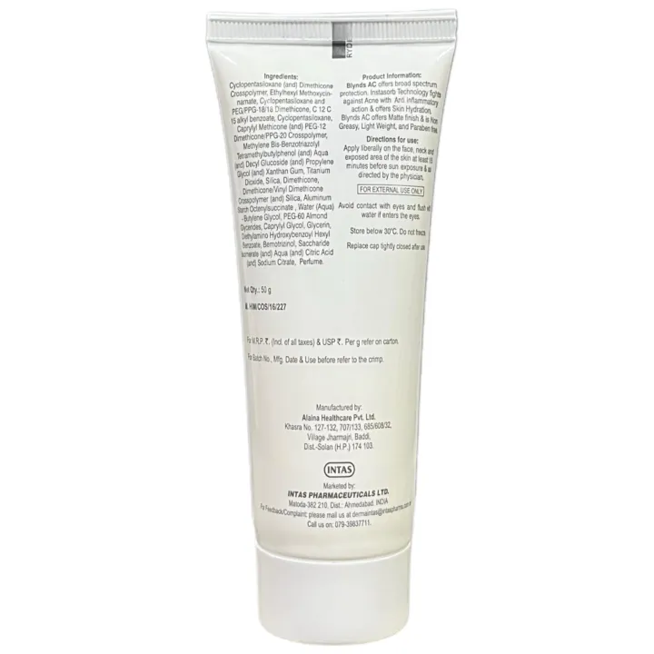 Blynds Ac Sunscreen Gel 50gm product image