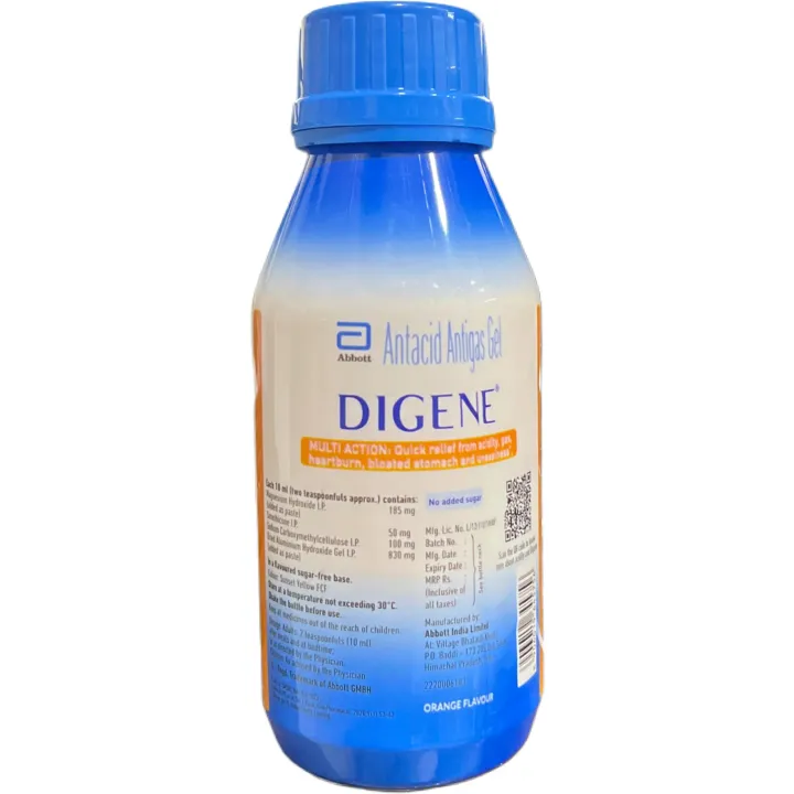 Digene Antacid Antigas Gel Orange Flavour 200ml product image