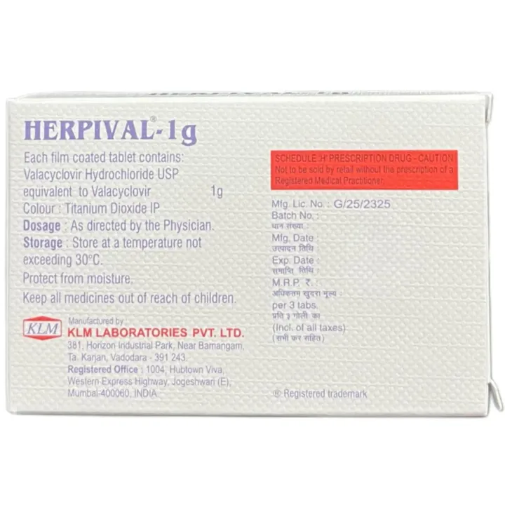 Herpival 1g Tablet product image