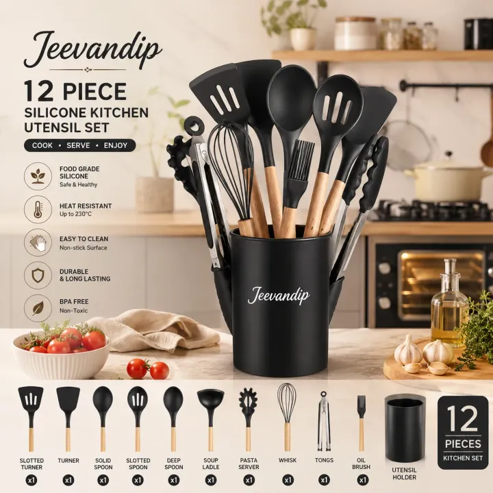 Jeevandip 12 Piece Silicone Kitchen Set product image