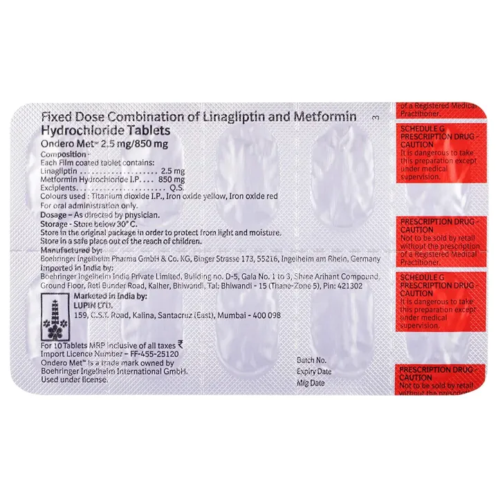 Ondero Met 2.5/850 Tablet product image