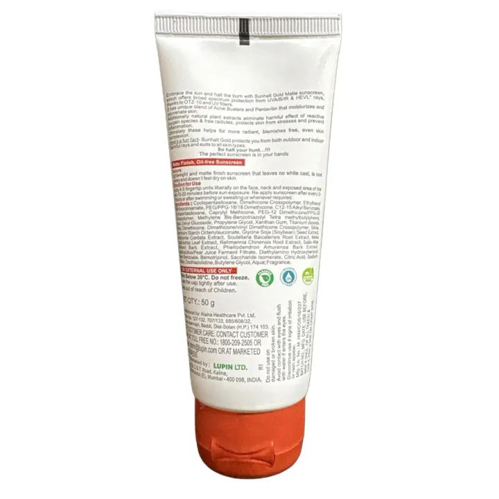 Sunhalt Gold Matte Sunscreen Spf 90 Pa+++ 50gm product image