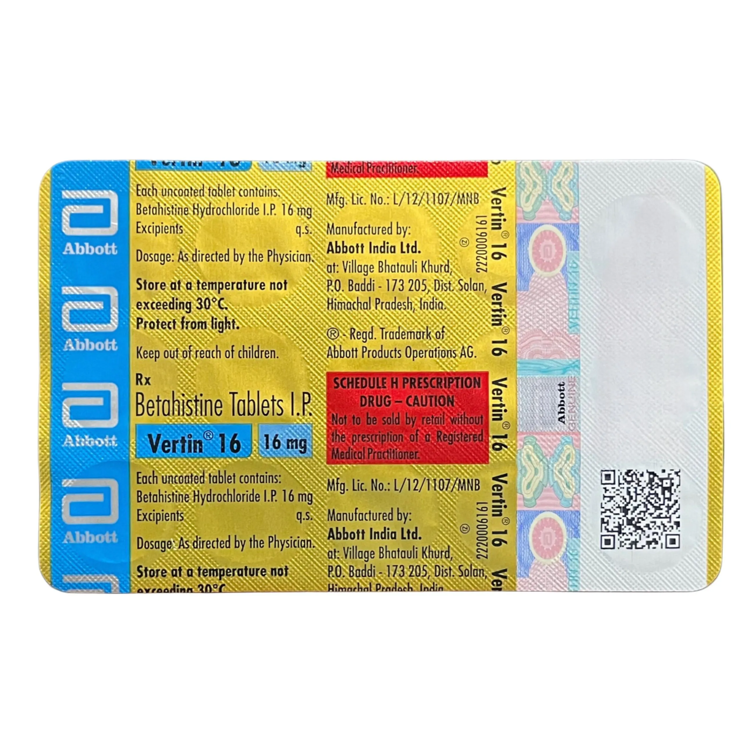 Vertin 16 Tablet - Jeevandip