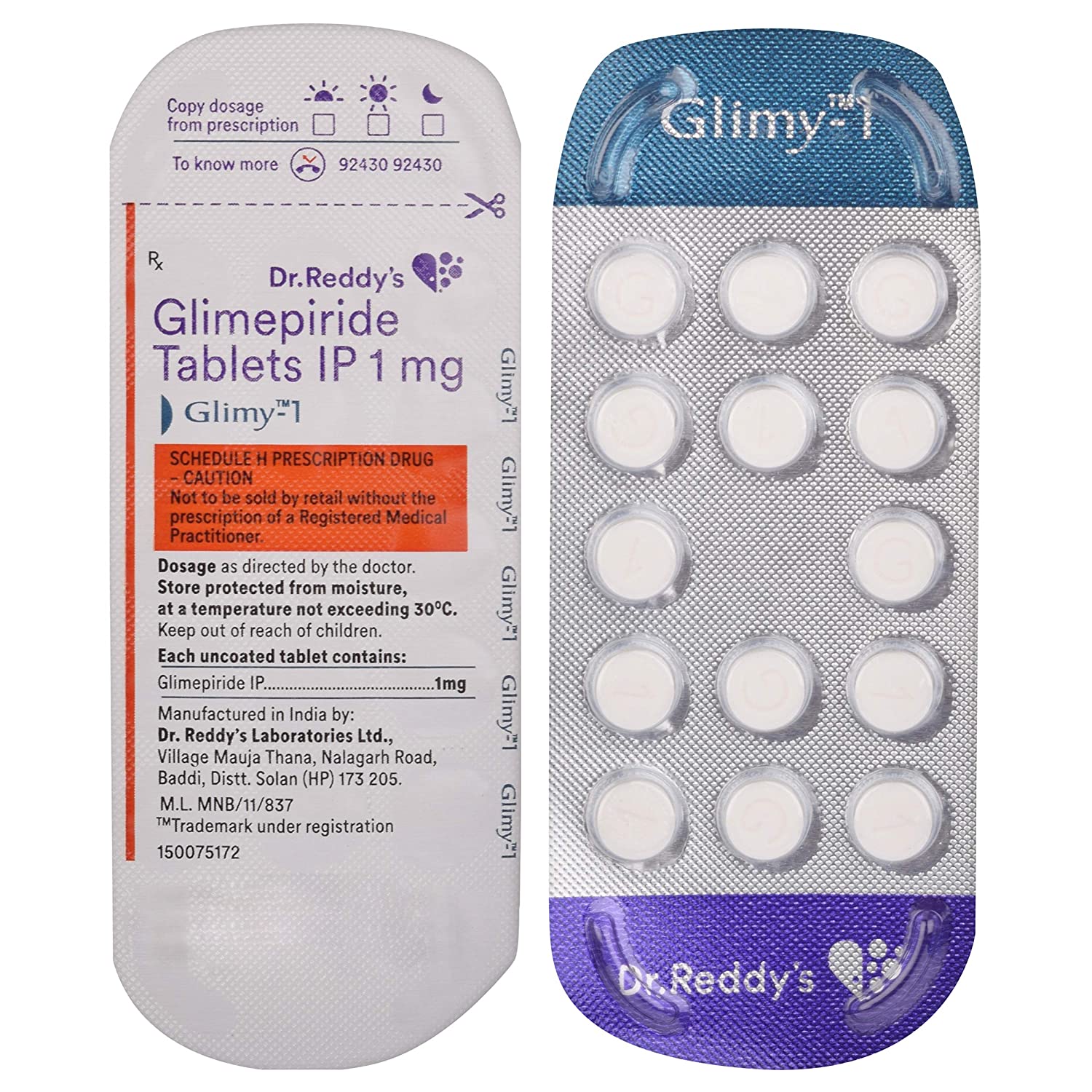 Buy Glimy 1mg Tablet 14'S Online at Upto 25% OFF