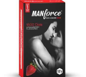 Manforce 1500 Dots Strawberry Flavoured Xotic Premium Condoms Pack Of 10