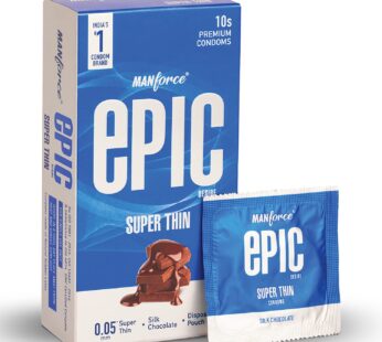 Manforce Epic Desire Super 0.05mm Thin Premium Condoms Silk Chocolate Flavour Pack Of 10