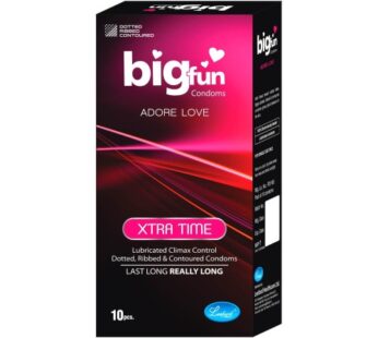 Bigfun Extra Time Condom, Special Lubricant For Long Lasting Climax Delay, Dotted For Extra Stimulation 10 Pcs