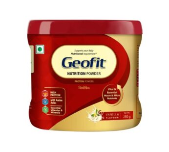 Geofit Vanilla Flavoured Protein Powder Enriched With Nutrients, Multivitamins And Multimineral Contains Vitamin E,Vitamin C, Vitamin D2, Helps In Muscles And Metabolism, Growth And Maintain Healthy Weight -250g